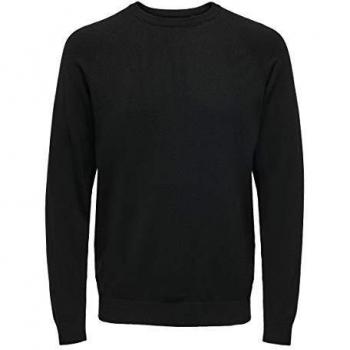 Only & Sons ONSMIKKEL 12 Soft Crew Raglan Knit Noos Suter Pulver, Negro, S para Hombre