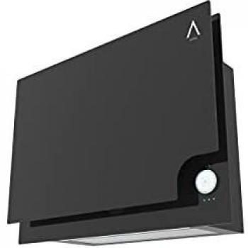 ALPHA Campana decorativa GEA ELITE Cristal Negro doble zona de Absorción. 650 m3, Tira Led, Mando Iluminado **Alta Gama**