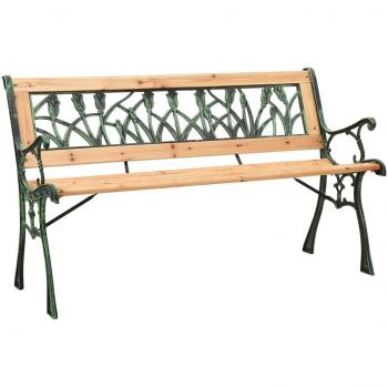 vidaXL Garden Bench 122 cm Cast Iron and Solid Firwood