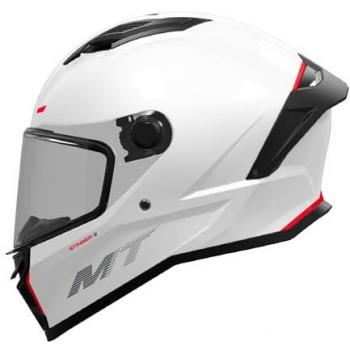 Casco Integral de Moto Stinger 2 MT Helmets, color blanco, diseño aerodinámico, visera anti-rayaduras, sistema de ventilación avanzado, forro interior desmontable y lavable