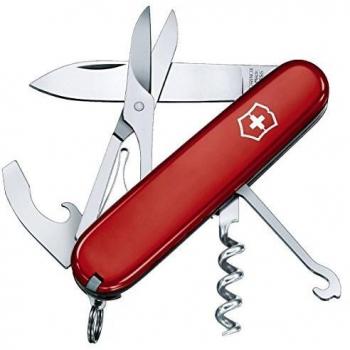 Victorinox Compact Navaja con 15 funciones, incluyendo tijeras y gancho multiusos, color rojo