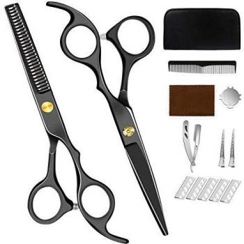 runhua Tijeras Peluqueria Profesional, Kit Tijeras Peluqueria de Acero Inoxidable 6CR, Kit Peluqueria con Tijeras Entresacar, Tijeras Cortar Pelo para Hombres, Mujeres, Mascotas
