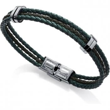 Pulsera de hombre Magnum Viceroy de acero y piel trenzada color verde