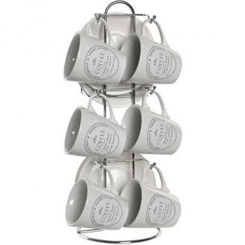Café set 13 gres metal 11x11x2 90ml blanco