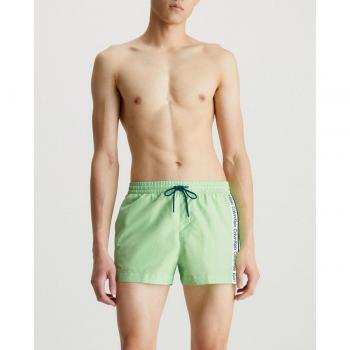 Bañador corto de hombre liso Calvin Klein con cordón y cinta con logo en verde pastel - M