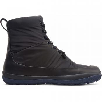 CAMPER Peu Pista - Men's Ankle Boots - Black Smooth Leather/Cotton, Size 40