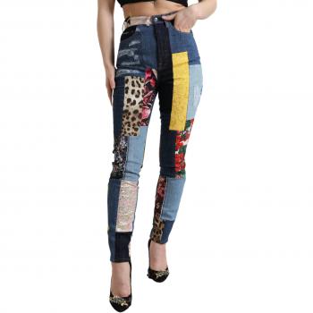 Dolce & Gabbana Multicolor Patchwork GRACE Skinny Denim Jeans - IT38 | XS