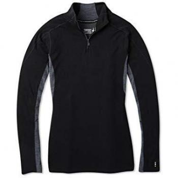 Smartwool Camiseta de Manga Larga Merino Sport 250 con Cremallera 1/4 para Mujer, Mujer, Camiseta, SW0192510011. S, Negro, S