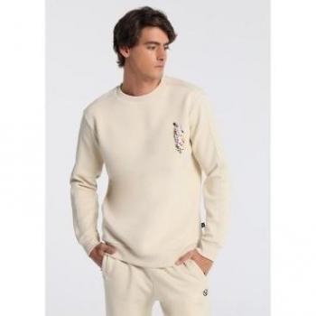 SIX VALVES - Sudadera con Cuello Caja para Hombre - Diseño Beige 132337