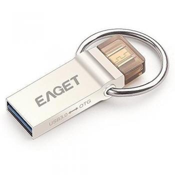 EAGET V90 64GB Doble uso del USB 3.0 Micro USB Flash Drive OTG Android Stick, Memoria USB con Llavero Metal, Plata