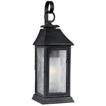 Lámpara de pared mediana Shepherd, zinc oscuro y vidrio, IP44, E27