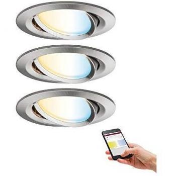 Foco Empotrable Paulmann Nova Plus LED 3x6W Zigbee, CCT, Acero Cepillado