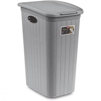 Cesto Porta Ropa Elegance 36L Gris Piedra con Tapa