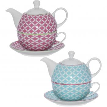 Supernova Decoracion_ Set 2 tazas c/tetera y plato porcelana