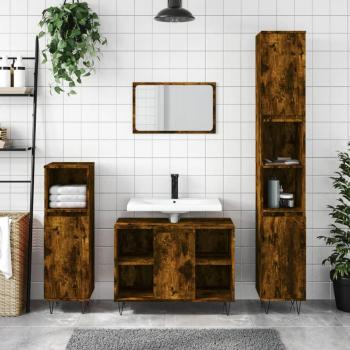 Mueble de baño Smoke Oak 80x33x60 cm Madera multicapa Marrón