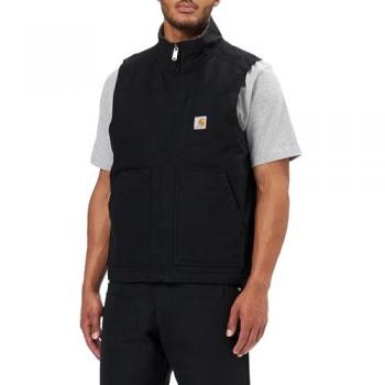 Carhartt Men's Washed Duck Soft Lined Mock Neck Vest - Black - Size: M