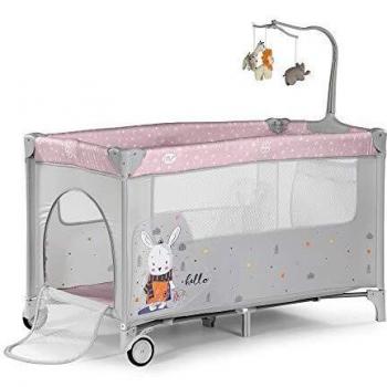 Innovaciones Ms 630223- Cuna De Viaje con Dos Alturas, hasta 15 kg, altura recién nacido, con apertura lateral, ruedas, colchón, cambiador bebe, bolsa de transporte, plegable y regulable, Rosa