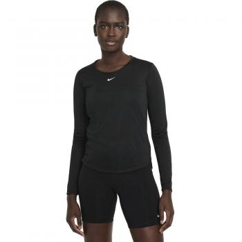 Nike Dri-FIT One Standard Fit Camiseta de Manga Larga para Mujer - Negro/Blanco