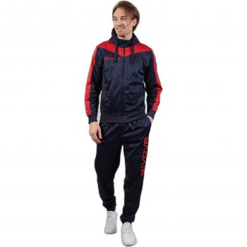 Givova Chándal Roma con capucha, material polar fleece, colores rojo y azul, talla XL, unisex