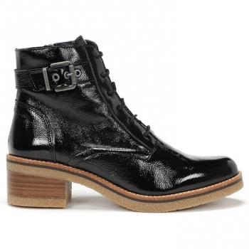 Botines Dorking by Fluchos Lucero D8686 para mujer en piel negra con adorno lateral de charol