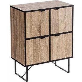 Consola con 4 Puertas Industrial Natural de Madera y Metal de 78x35x60 cm - LOLAhome