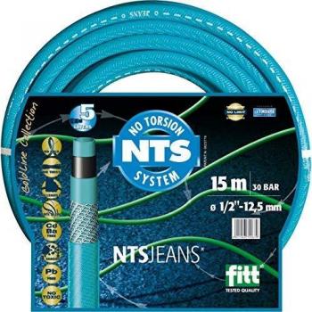 Manguera de Riego FITT NTS Jeans, Tricotada Azul, 19mm, 50 Metros - Ideal para Uso Intensivo en Jardín
