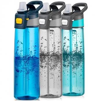 Niodora Botella de Agua, 750ml Botella de Agua Deportiva de Plastico, Botella Agua Reutilizable A Prueba de Fugas Sin BPA para Deporte, Gimnasio, Ciclismo, Senderismo