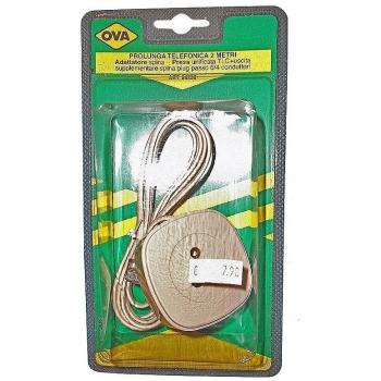 OVA-CABLE ALARGADOR TELEFÓNICO 2MT-ADAPTADOR DE CLAVIJA DE ENCHUFE UNIFICADA CGT SALIDA SUPLEMENTARIA CONECTOR PLUG PASO 6/4 CONDUCTORES