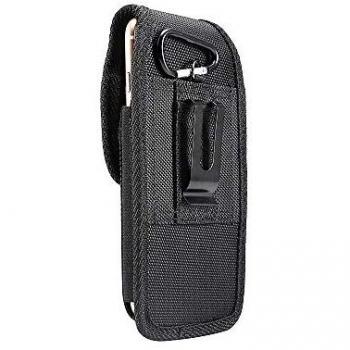 Funda de Cinturón Vertical de Nylon con Clip Metálico y Tarjetero para MOBICEL K6 (2020) - Negra