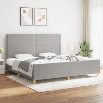 Cama solar sin colchón de Tela Gris Claro 200x200 cm con estructura de cama y cabecero en tela gris claro, Vidaxl