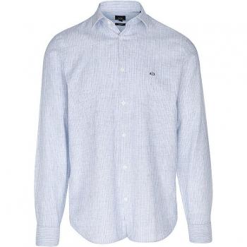 Armani Exchange 3Dzc32 Zn4Lz White/Blue Casual Shirt, Multicolor male, Size: 2XL