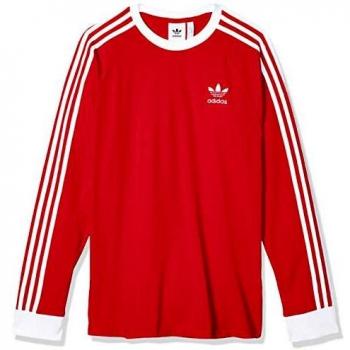 adidas 3-Stripes LS T Camiseta de Manga Larga, Hombre, Lush Red, XL