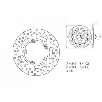 Disco de freno trasera Brembo serie oro redondo fijo tipo 68.b407.60 Aprilia – 35