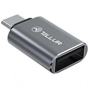 Adaptador USB-C (macho) a USB-A (hembra), 10 Gbps, 3 A, aluminio Tellur