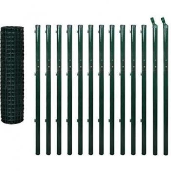 vidaXL Set de Euro-Valla con Estacas de Tierra Longitud 25x1,7 m Acero Verde