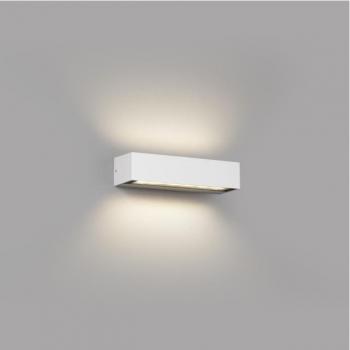 Aplique de jardín Doro-13, cuerpo de aluminio, difusor de cristal templado, 2 bombillas, 7cm, blanco mate