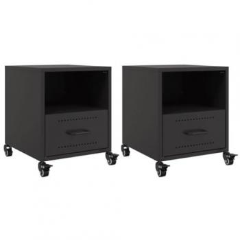 vidaXL Bedside Cabinets 2 pcs Black 36x39x43.5 cm Steel