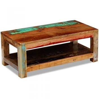 vidaXL Mesa de Centro de Madera Maciza Reciclada 90x45x35 cm Mesita Auxiliar