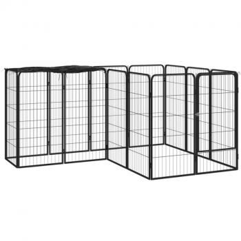 vidaXL 14-Panel Dog Playpen Black 50x100 cm Powder-coated Steel