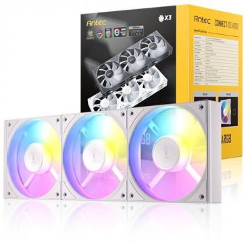 Antec Connect 120mm White ARGB PWM Fan Set (3-Pack) with Daisy Chain Design and Vibration-Absorbing Pads
