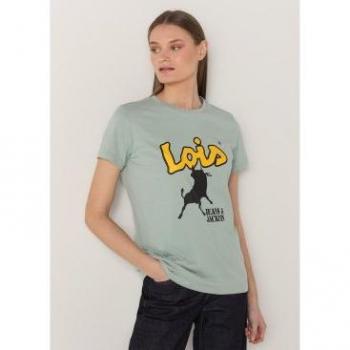 Camiseta de manga corta print verde Lois Jeans para mujer