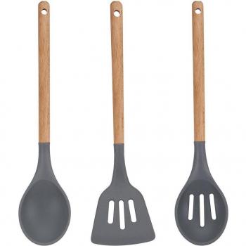 Set 3pc Utensilios de Cocina Silicona y Madera Colección Daimiel