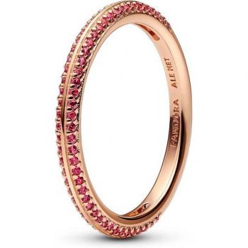 Anillo Pandora ME acabado en oro rosado con detalles de pavé rojo y plata 925ML, bañado en oro rosa de 14k - Diseño Exclusivo