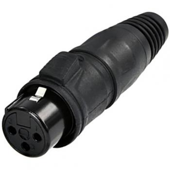 Conector de cable XLR de 3 pines REAN RCX3F-Z-001-1, IP65, carcasa de cromo negro, conector hembra articulado