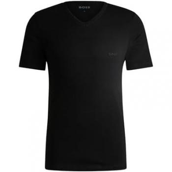 Camiseta BOSS Classic V-Neck Pack de 3 para Hombre, Algodón, Manga Corta, Color Negro, Talla XL