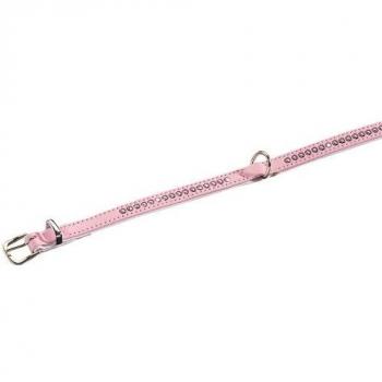 Collar para perro Nobby Crystal de 2 filas con leine, tamaño S/M, color rosa, 42 cm x 17-19 mm
