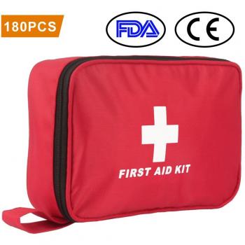 Botiquín de Primeros Auxilios de 180 Piezas WEINAS® Kit de Primeros Auxilios Súper Compacto y Profesional para Hogar, Trabajo, Oficina, Deportes, Senderismo, Supervivencia, Emergencias, Viajes, Camping y Actividades Deportivas - Rojo