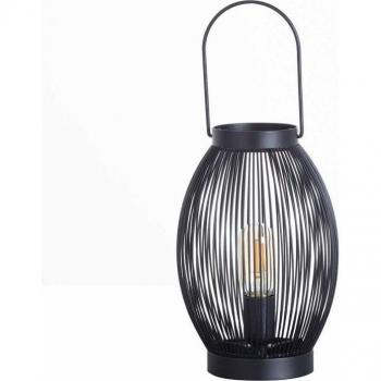 Lámpara de Mesa 7hSevenOn Deco Shun Industrial Moderna Negra Tulipa Oval Interior 18x18x28,5 cm