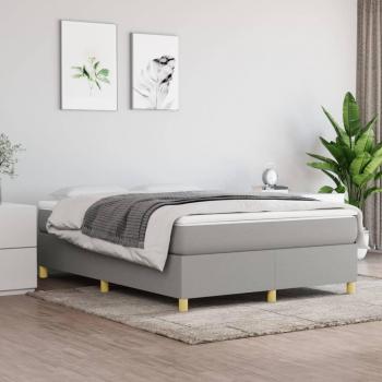 Cama box spring con colchón de muelles en tela gris claro 140x200 cm