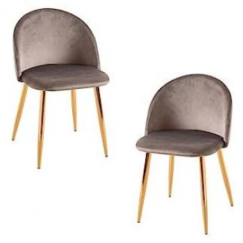 Pack 2 Sillas de Comedor Vint Terciopelo Dorado - Gris Claro